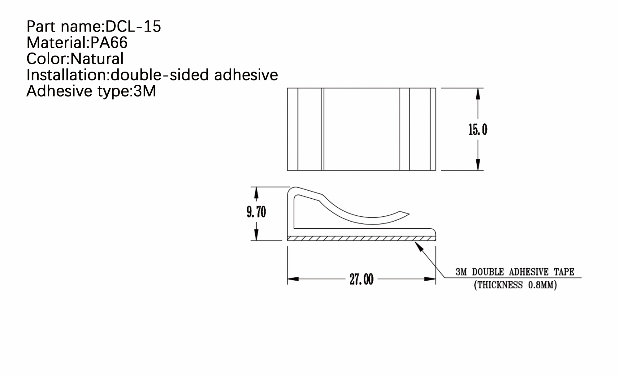 Plastic Flat Cable Clamp DCL-15